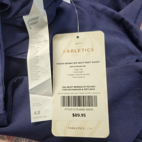 Fabletics 4X Navy Blue High Rise Full Length Ponte Skinny Zip-Split Leggings - Picture 8 of 8